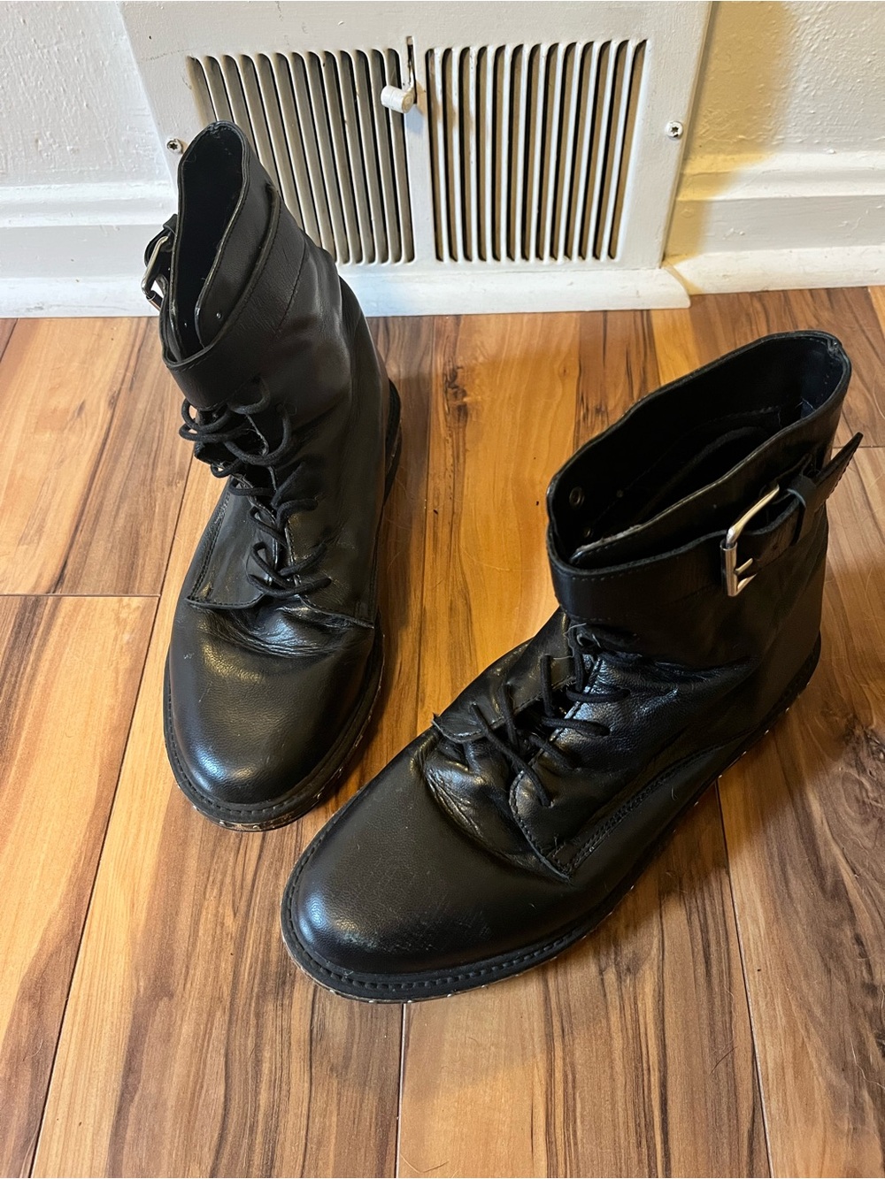 Black Leather Combat Boots from ASOS